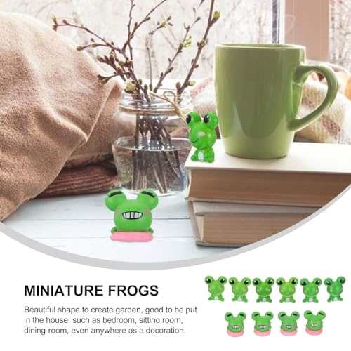 Cute Frogs Figurines Miniature Frogs for Fairy Garden Resin Frogs Decoration Micro Landscape Animal Ornament Dollhouse Accessories