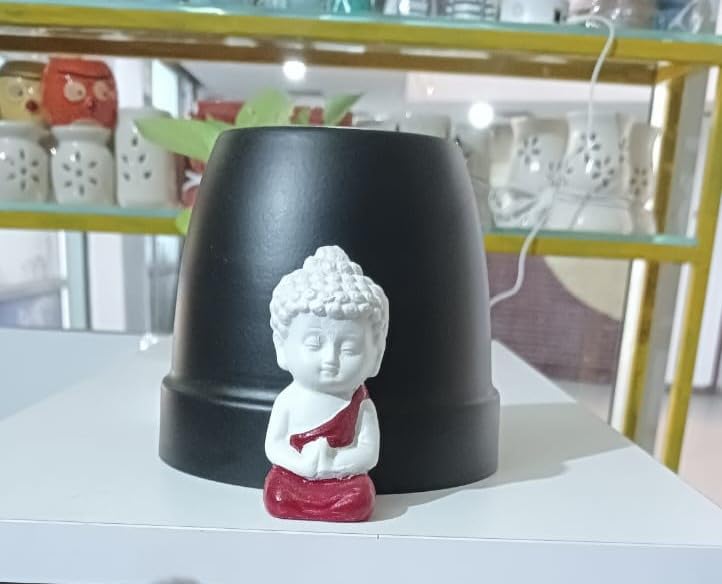 Resin Little Baby Monk Buddha for Home, Baby Buddha Lord Buddha Idol for House Garden Decor Decorative Showpiece Gift Size H-4.5 x w-3.5cm (Set of 4)