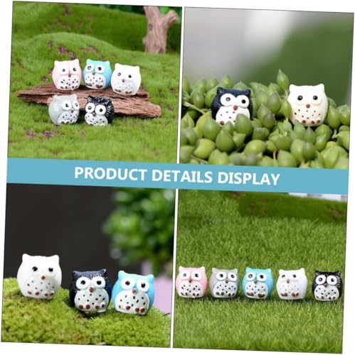 Resin Miniature Owls Multicolour, 5 Pieces Owl Ornament Microlandscape Ornaments Owl Decor Toy Car Decor Light House Decorations for Home Models Glass Sculpture Mini