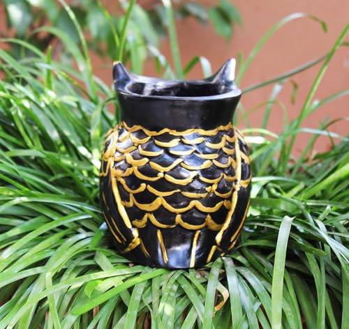 Resin Owl Face AnimalPlanter Pot, Indoor Succulent Plants - Gift -Handmade, Hand Painted, Small H-12cm w-8cm