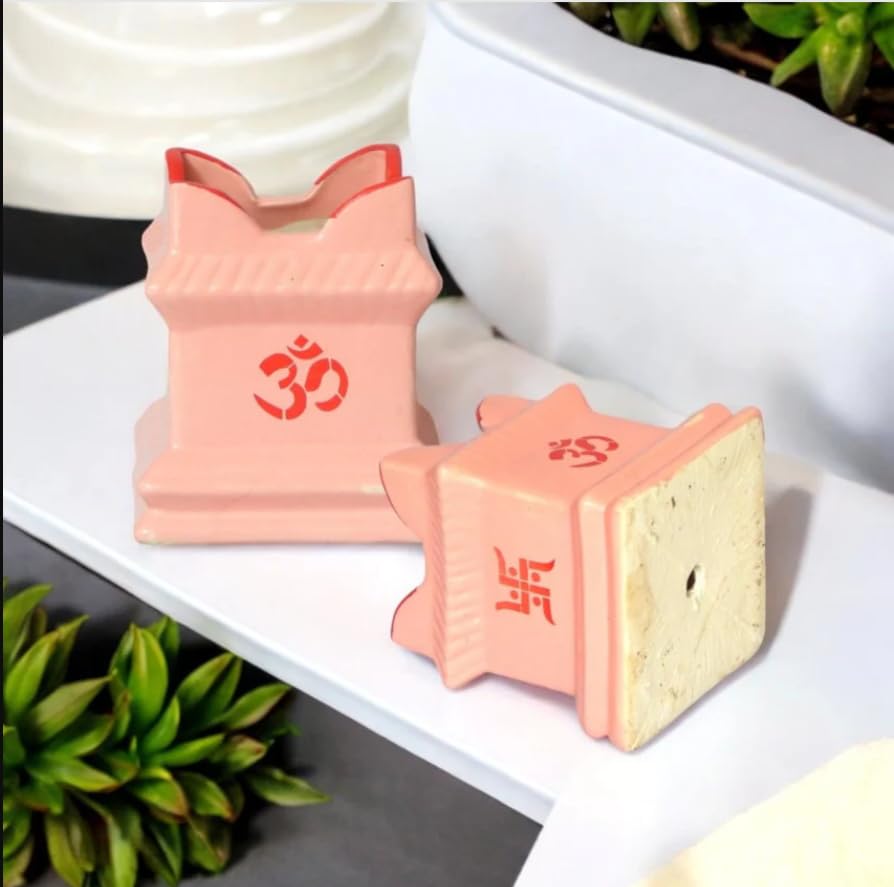 Medium Ceramic Tulsi Planter Small 6inch Pots Square Flower Pot Drainage Hole Plant Indoor Outdoor Holy Basil Planters Medium Thulasi Vrindavan Gamla (6 Inch Pink)