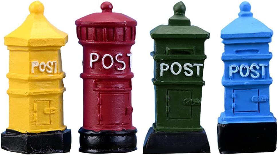 Miniature Mailbox Telephone Booth Fairy Home Garden Ornament Figurines Flower Pot Succulents Plant House Decor Bonsai Resin Craft Dollhouse Micro Landscape Decor