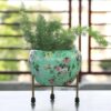 Flower Printed Metal Apple Pot With Stand