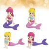 4Pcs Little Cute Mermaid Doll Figurines Christmas Toys Cake Decoration Tools